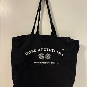 Black Tote Bag with White Rose Apothecary Logo